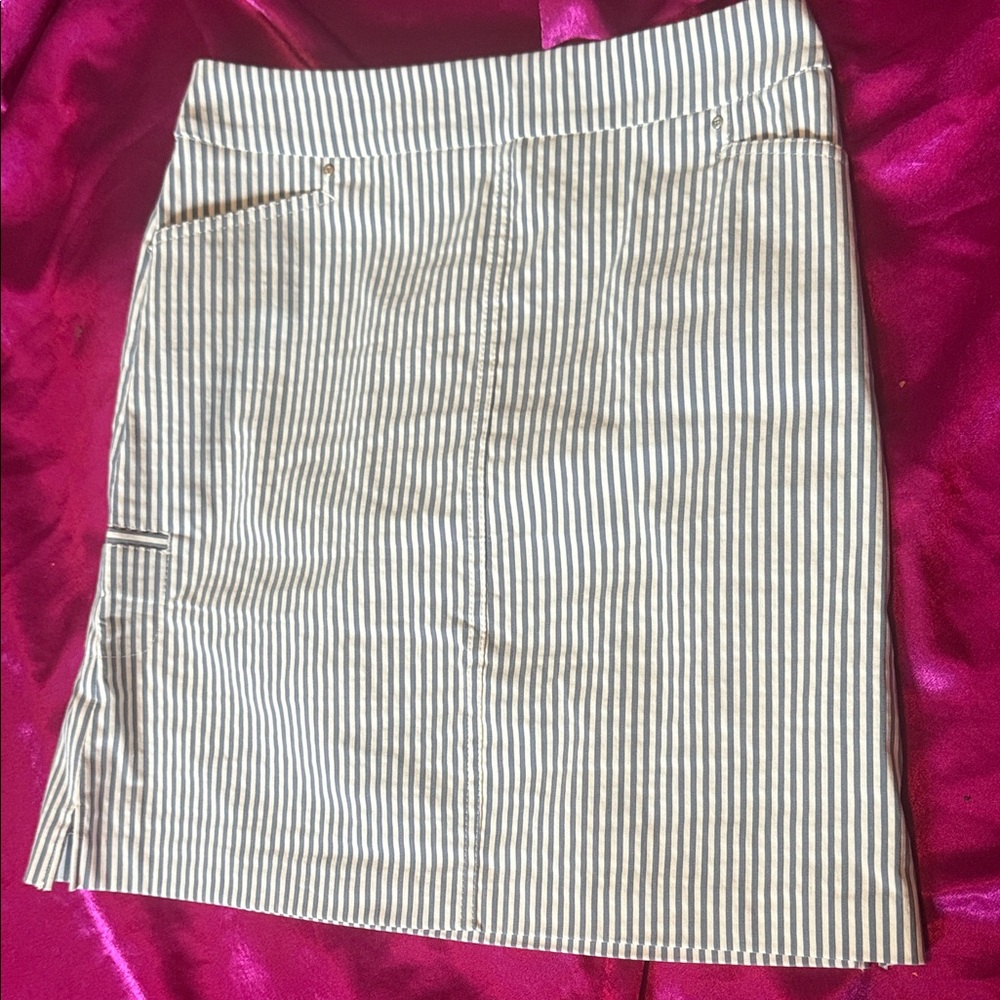 NWT Renuar size 4 Striped blue and White Women's Skirt with built in shorts